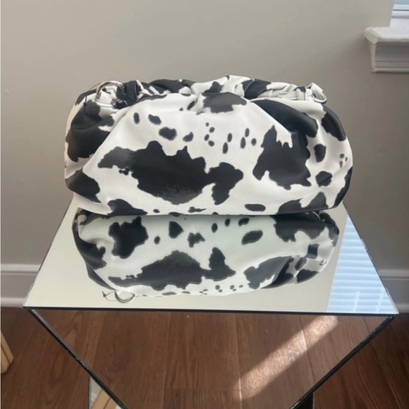 Handbags - Black and White Cow Print Clutch